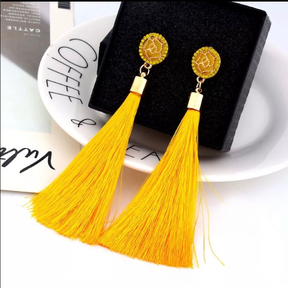 Yellow Tassel Earrings